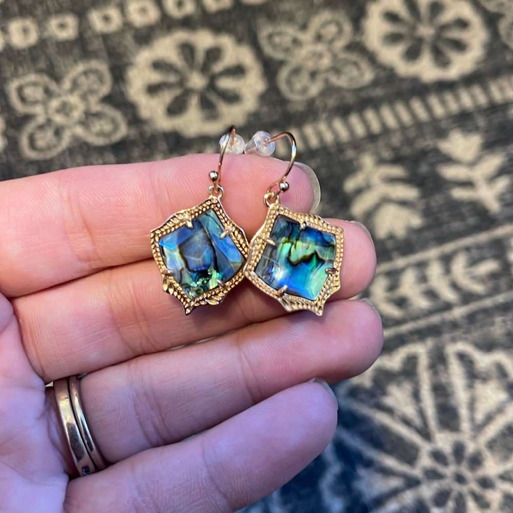 Kendra Scott rose gold and abalone earrings